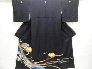 檜扇に鶴模様刺繍留袖(比翼付き)